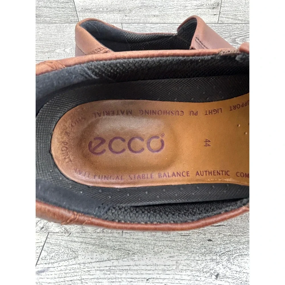 ECCO‎ Men Brown Leather Square Toe Slip On Loafers 50134 Size EU 44 US 10.5